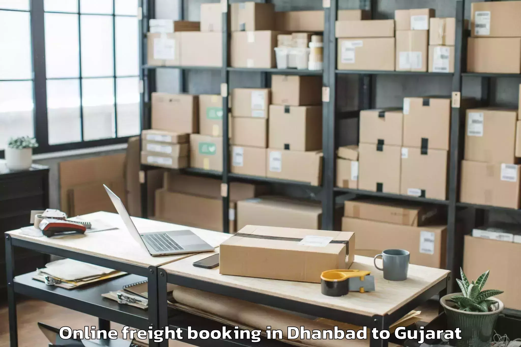 Reliable Dhanbad to Waghai Online Freight Booking